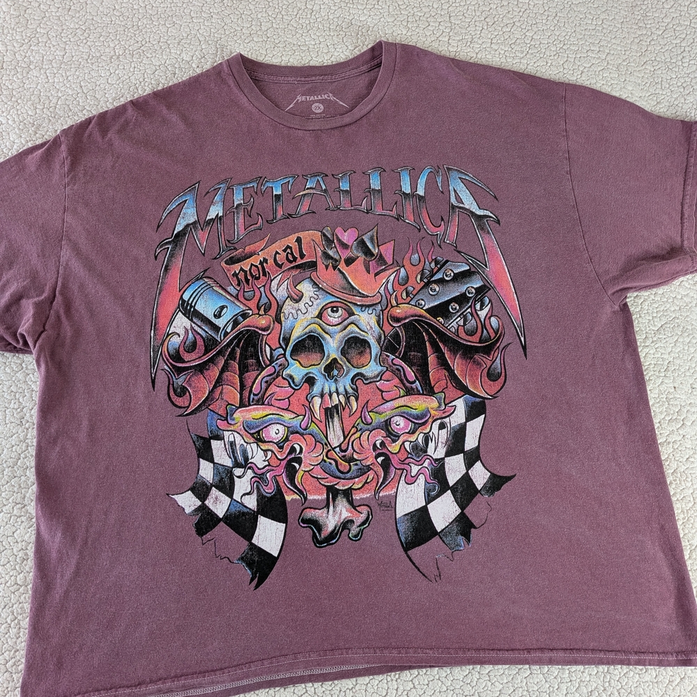 Metallica Flame Skull Band T Shirt 2XL